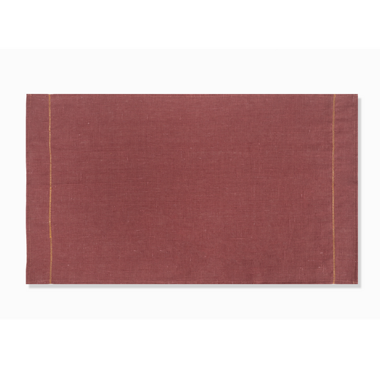 Personalised Marsala Hand Towel with Ochre Hemstitch