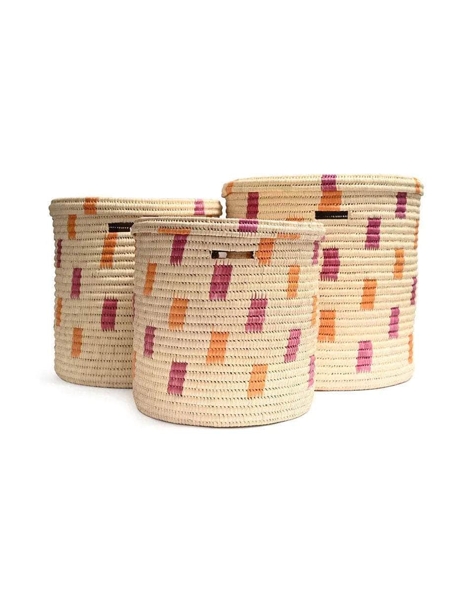 MADOADOA: Orange and Pink Brushstroke Laundry Basket