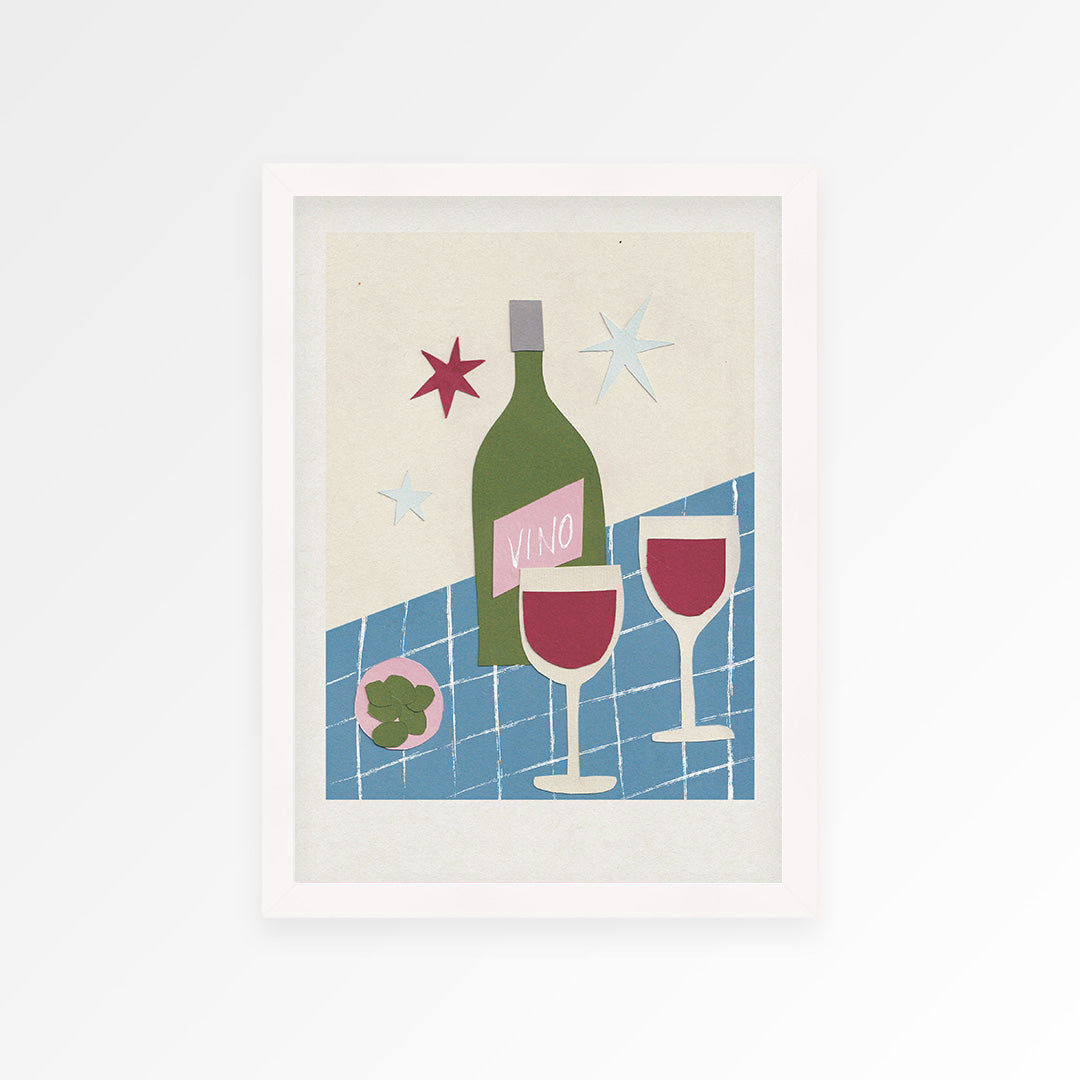 Wine Hand Collaged Print