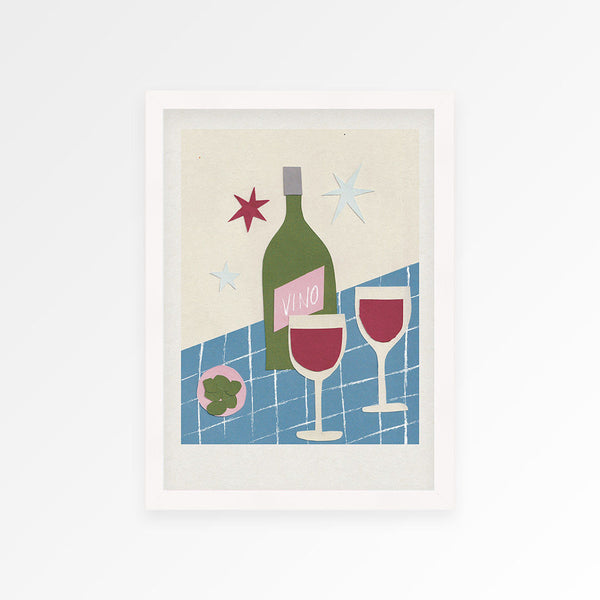 Wine Hand Collaged Print