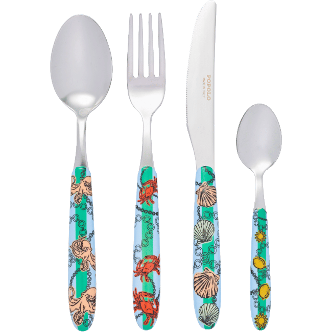 Cutlery Set of 4 Blue Sea