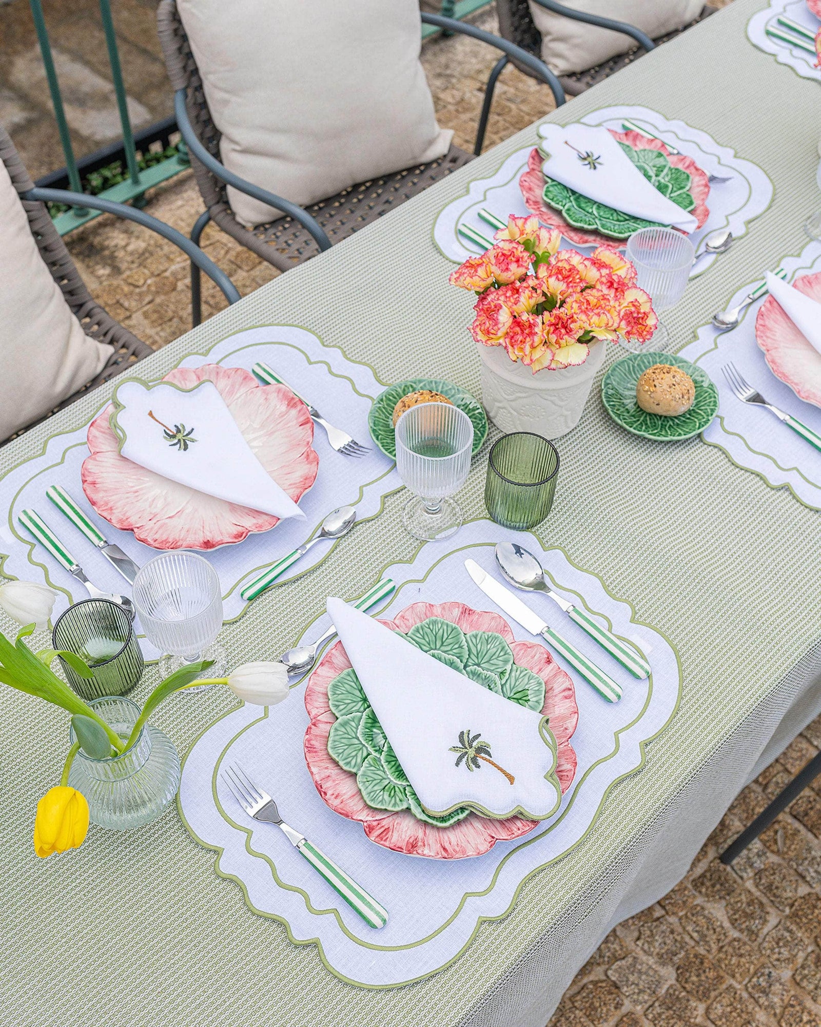 Ondulado Palm Tree Napkin, White