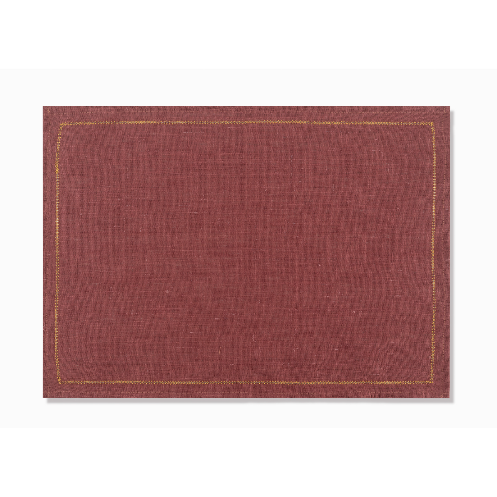 Set of Marsala Placemats with Ochre Hemstitch