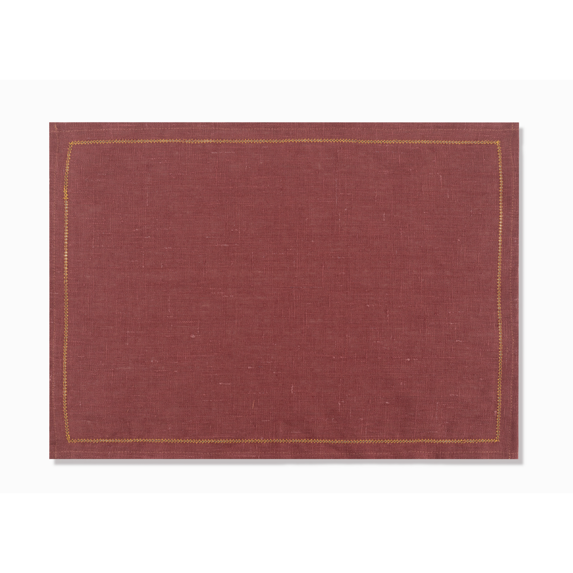 Set of Marsala Placemats with Ochre Hemstitch