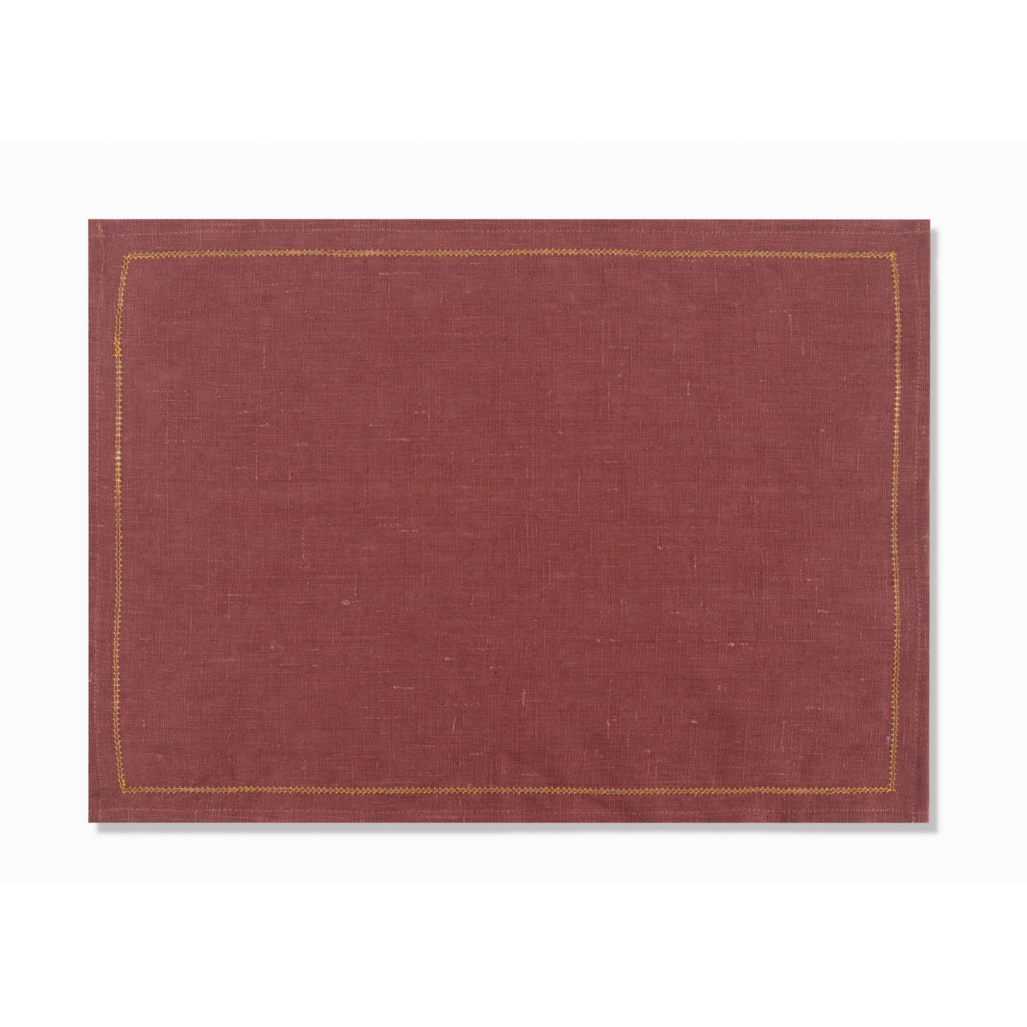 Set of Marsala Placemats with Ochre Hemstitch