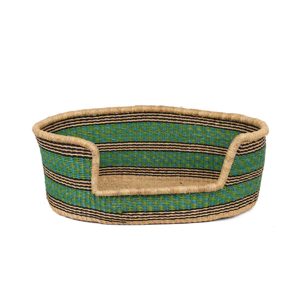 KWESI: Blue, Green and Black Dog Basket - Medium