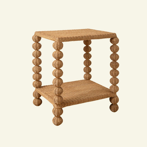 Bobbin Rattan Side Table, Oak