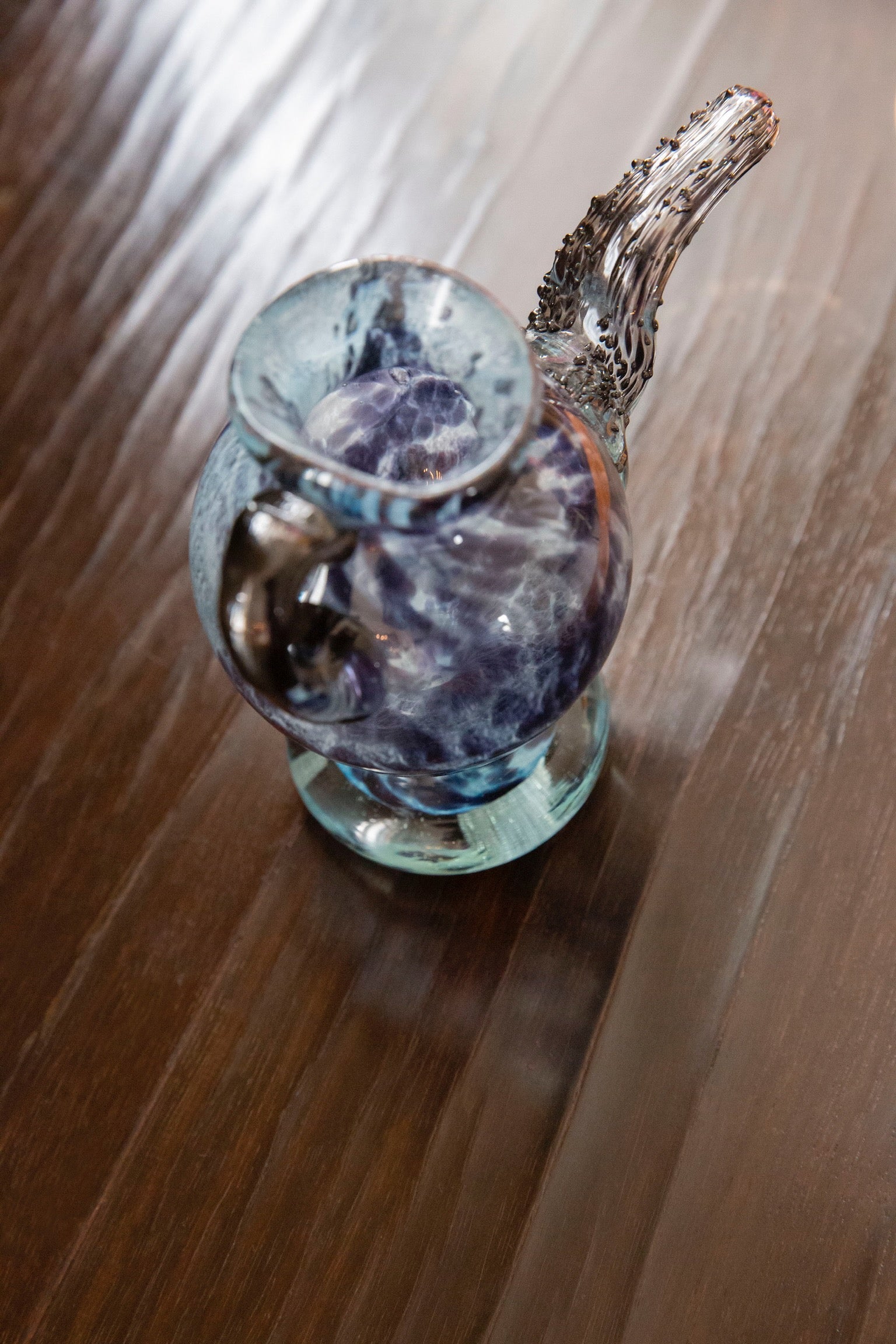Blown Glass Amphora, Dark Blue, Small