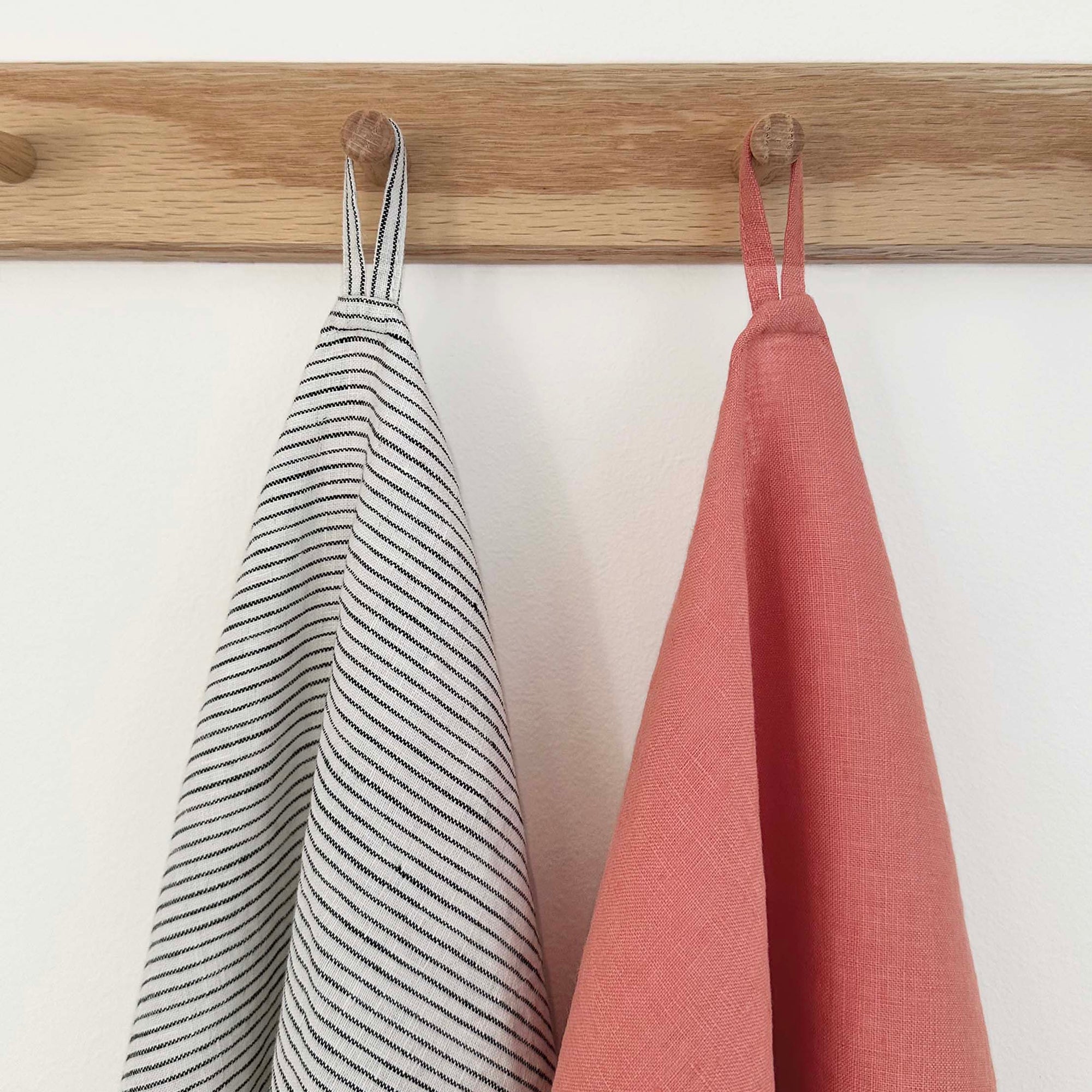 100% Linen Tea Towels OEKO-TEX® Certified – Pink Opal + Stripe
