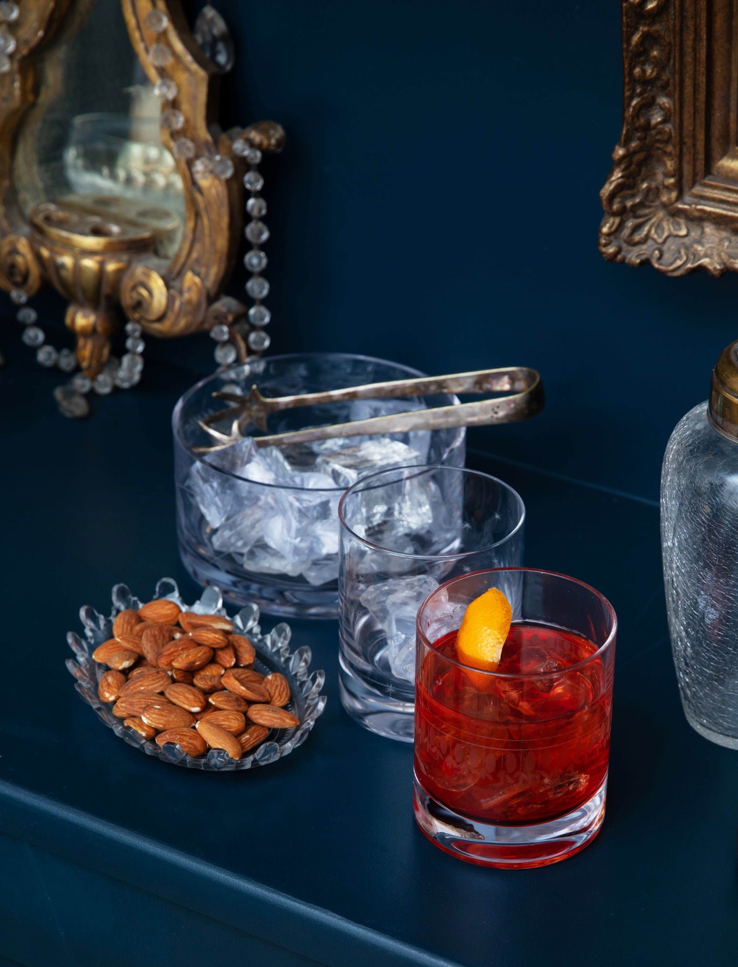 A Crystal Ice Dish with Spears Design