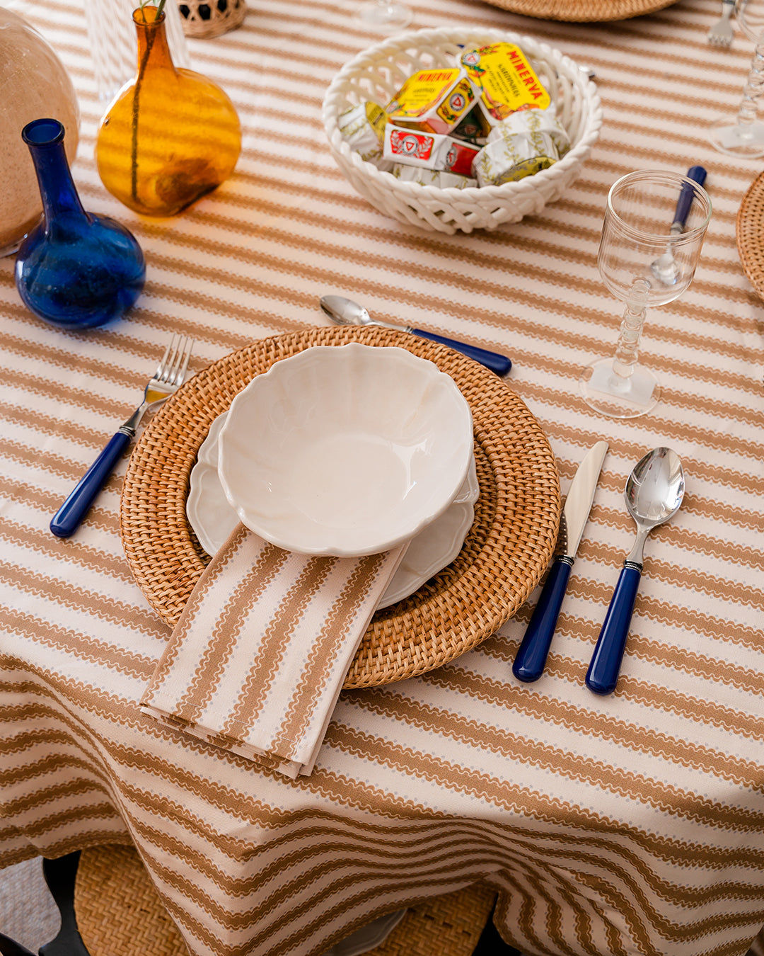 Atlântica Beige Printed Napkin in 100% Cotton