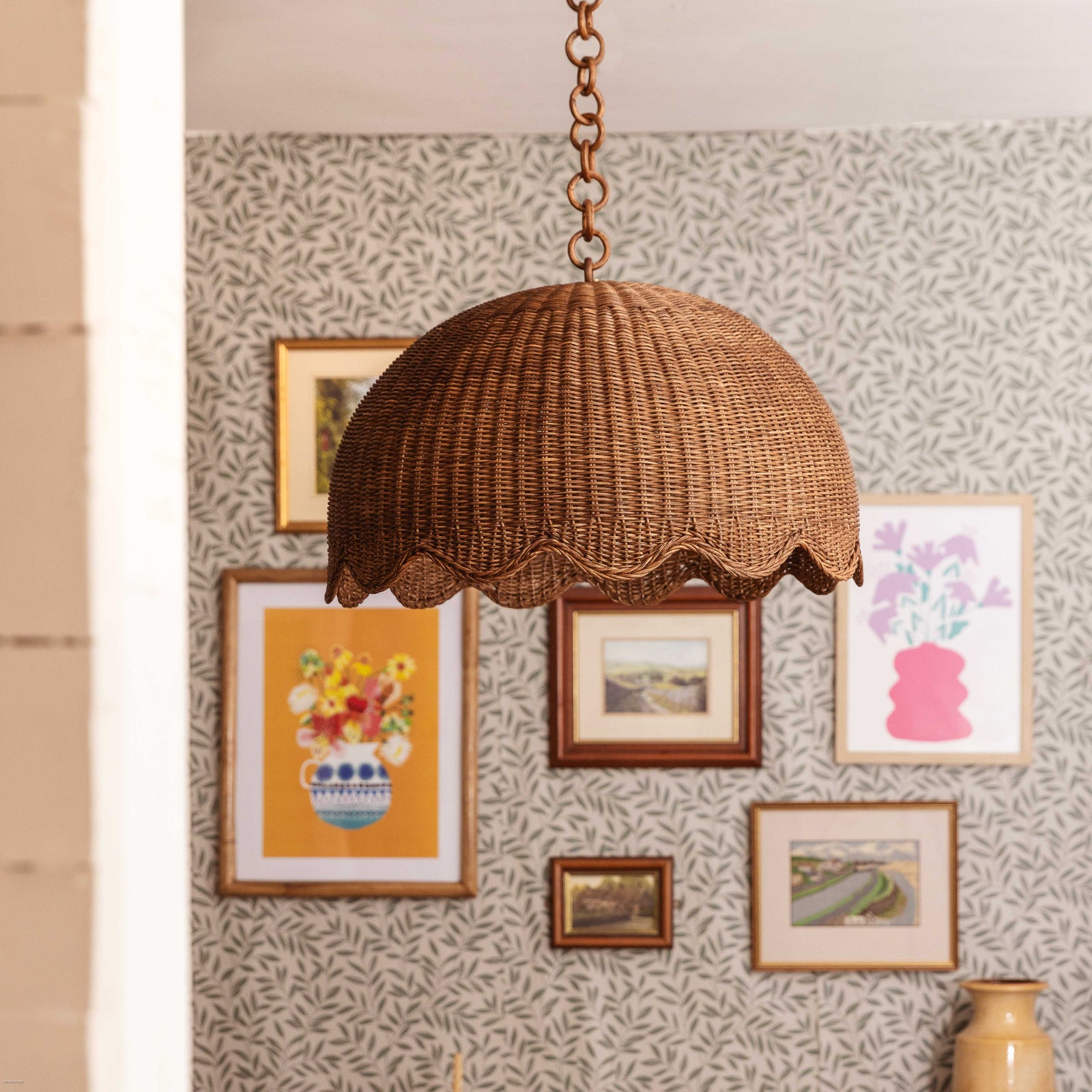 Etta Scalloped Pendant (Large Teak)