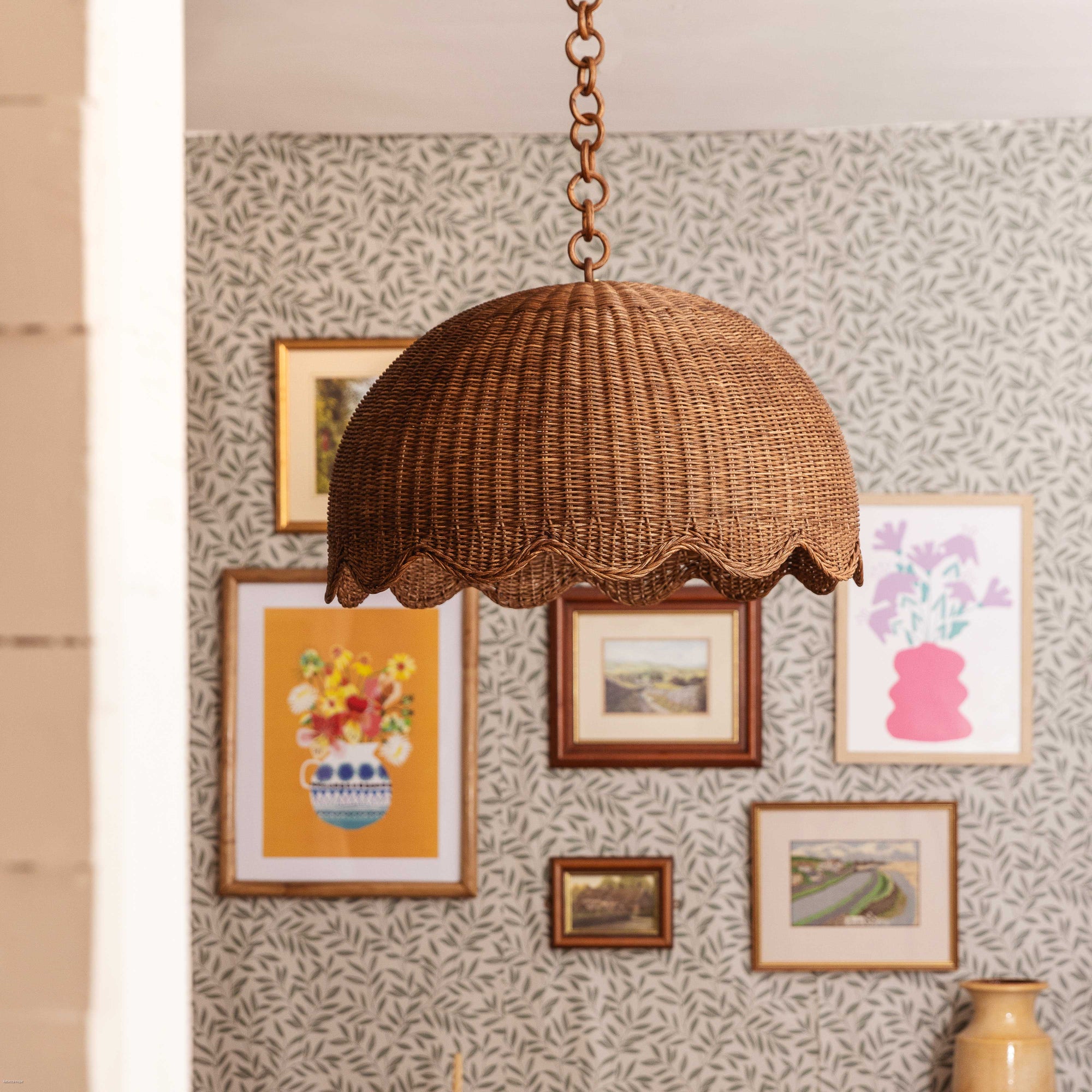 Etta Scalloped Pendant (Large Teak)