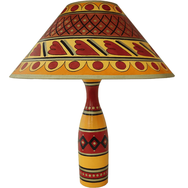 Cross-Hatch Hand Painted 14" Lampshade in Yellow Gold