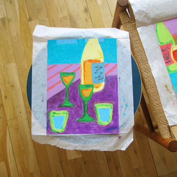 Summer And Wine Original Oil Pastel Artwork