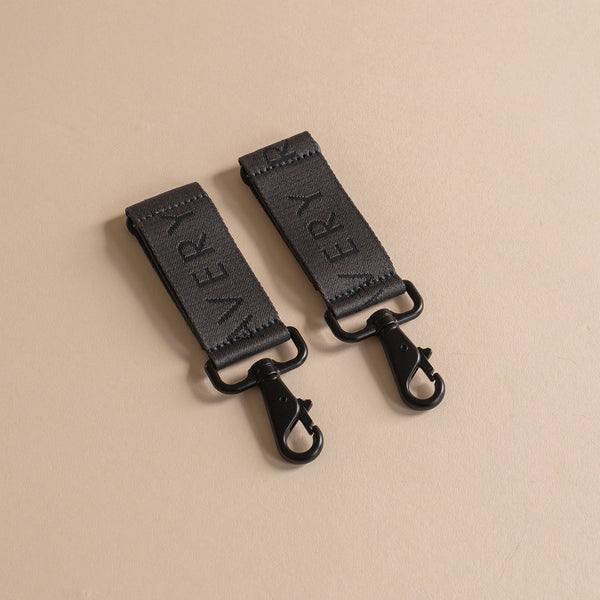 Logo Pram Bag Clips - Soft Black-