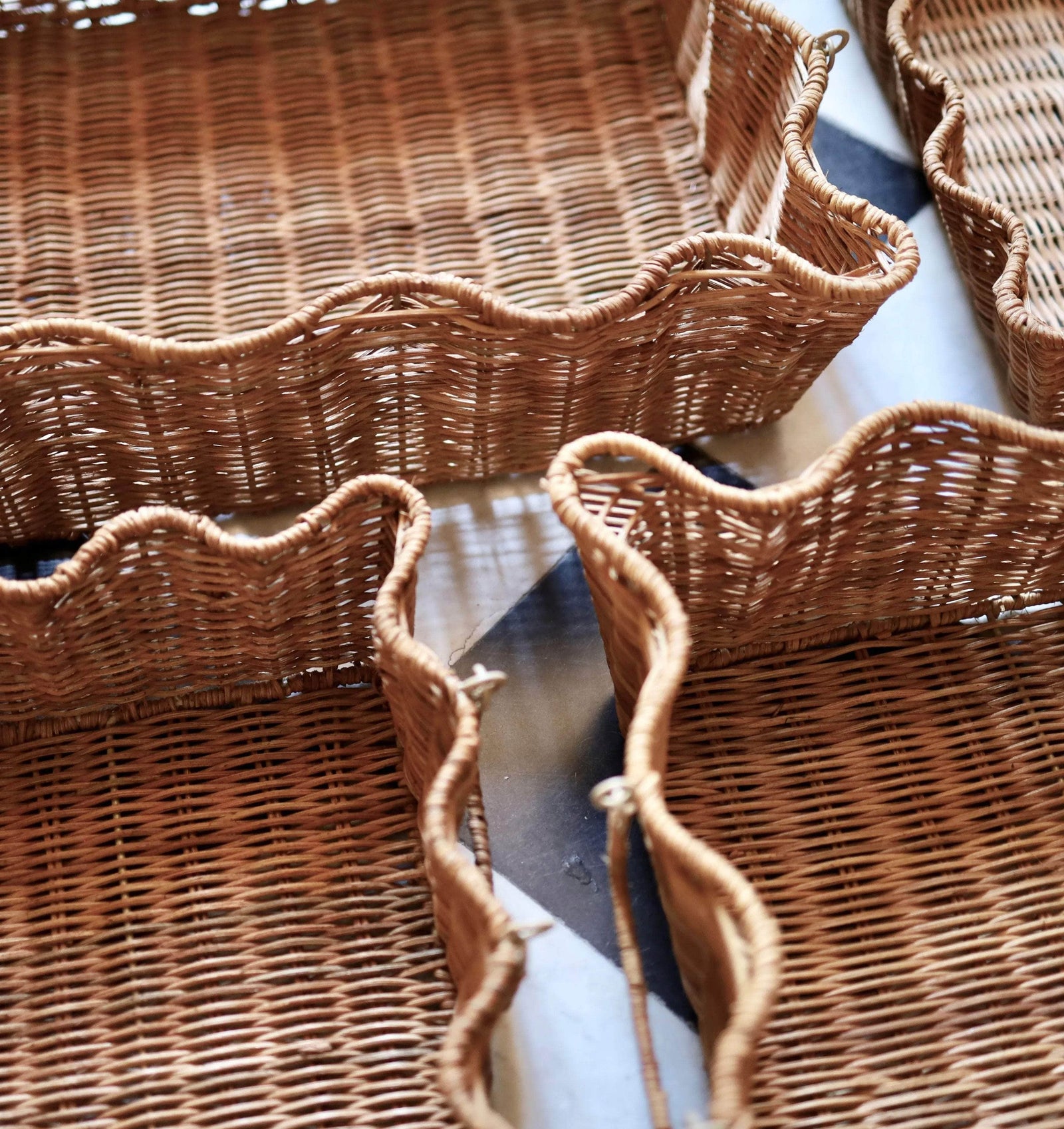 Scalloped Rattan Tray
