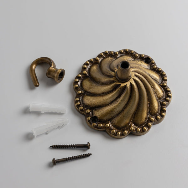Shell Ceiling Rose, Aged Brass