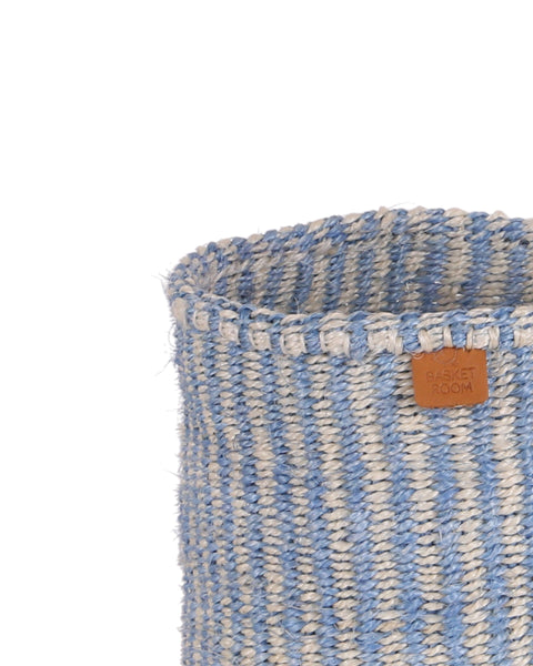 SEMA: Powder Blue and Natural Pinstripe Round Sisal Basket