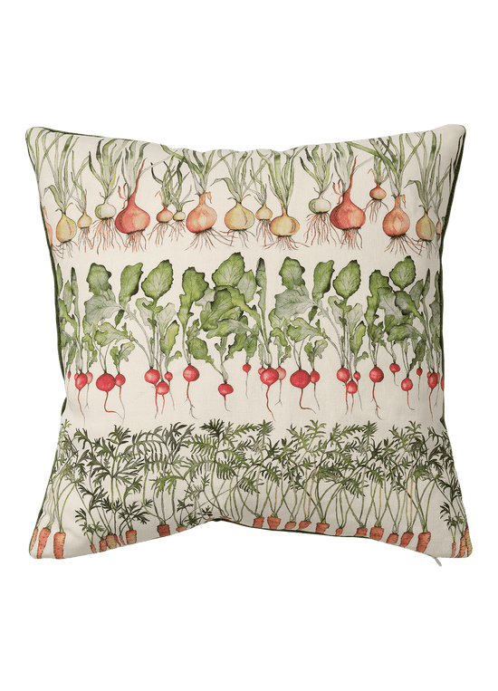 Square Veg Row (Med) Cushion with Green Velvet