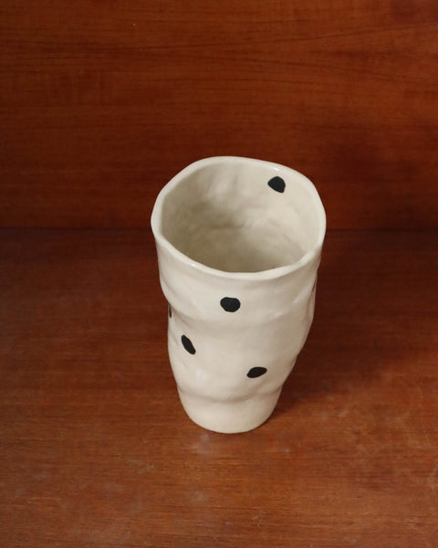 Asymmetrical Vase - Bold Black Dots