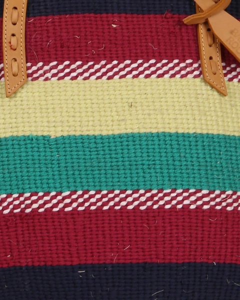 KANJA: Handwoven Maroon, Green and Black Wool Tote Bag