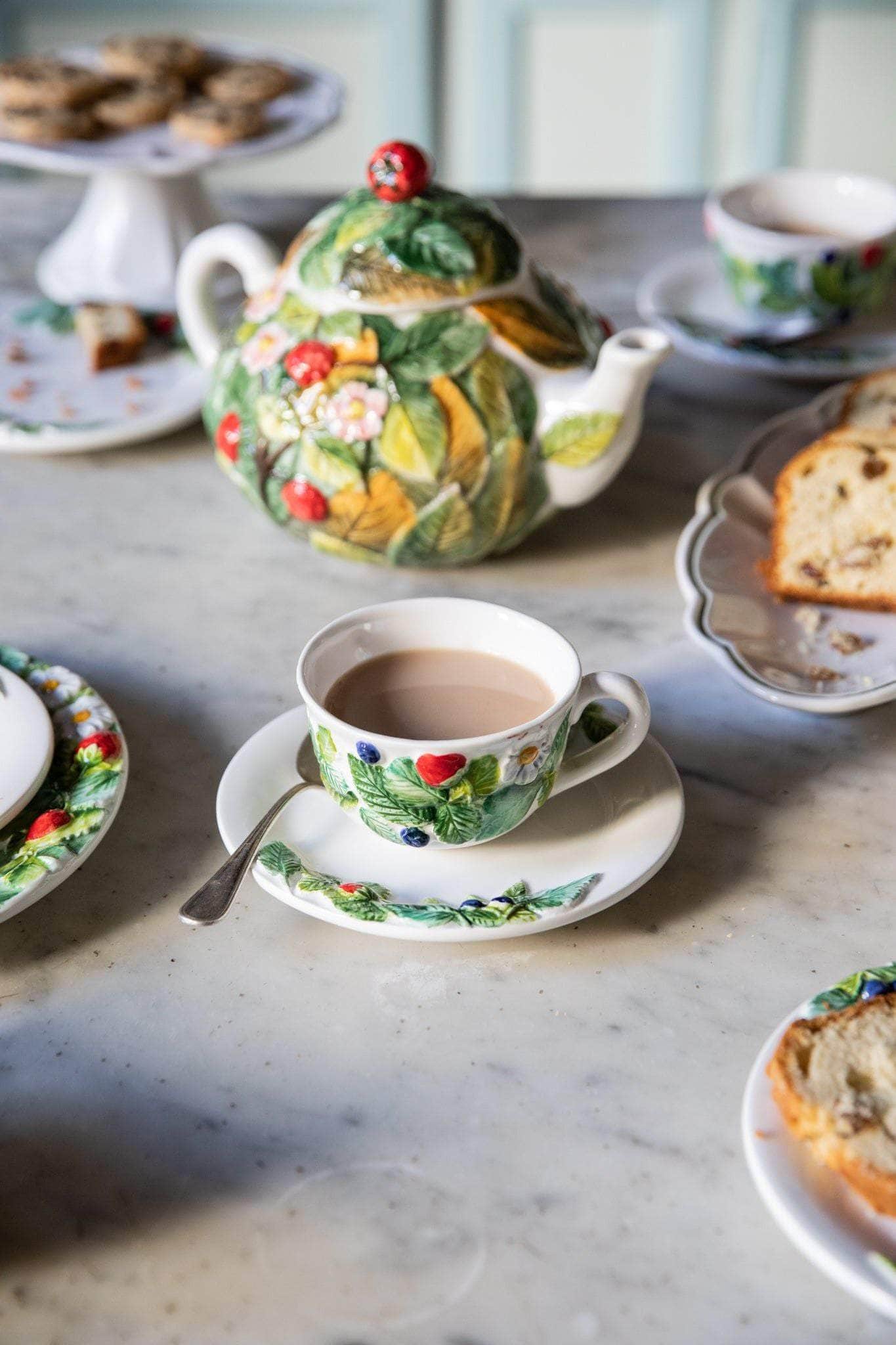 Frutti Di Bosco Teacup & Saucer,  Set Of 2