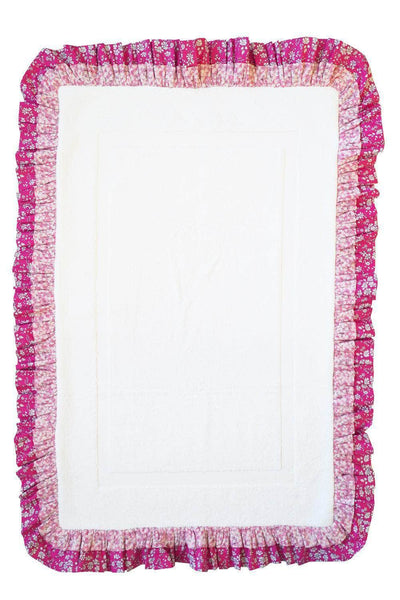 Ruffle Edge Bath Mat Made With Liberty Fabric Mitsi Valeria & Capel Fuchsia