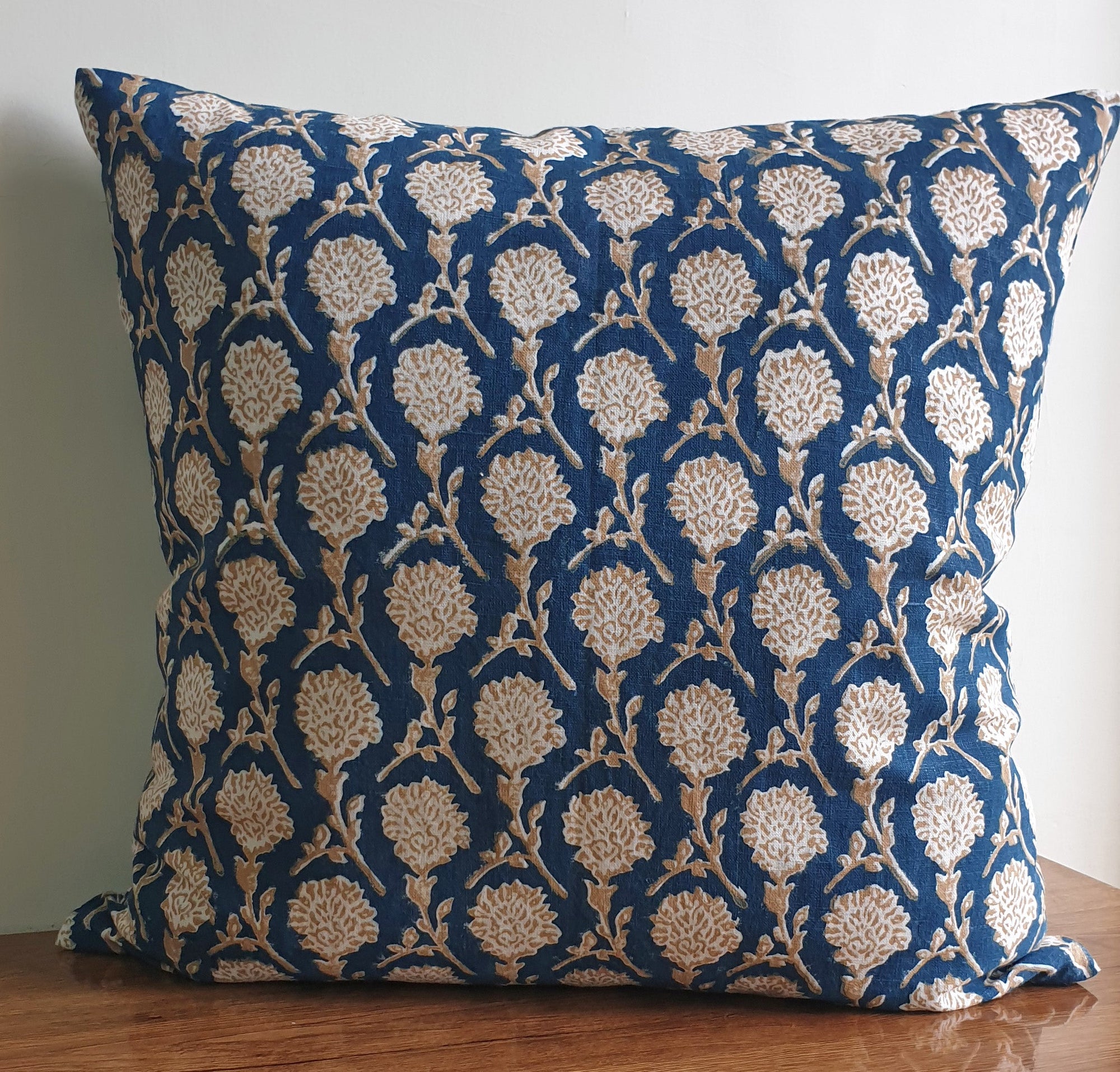 Nikhar Pure Linen Throw Pillow Cover - Ink Blue
