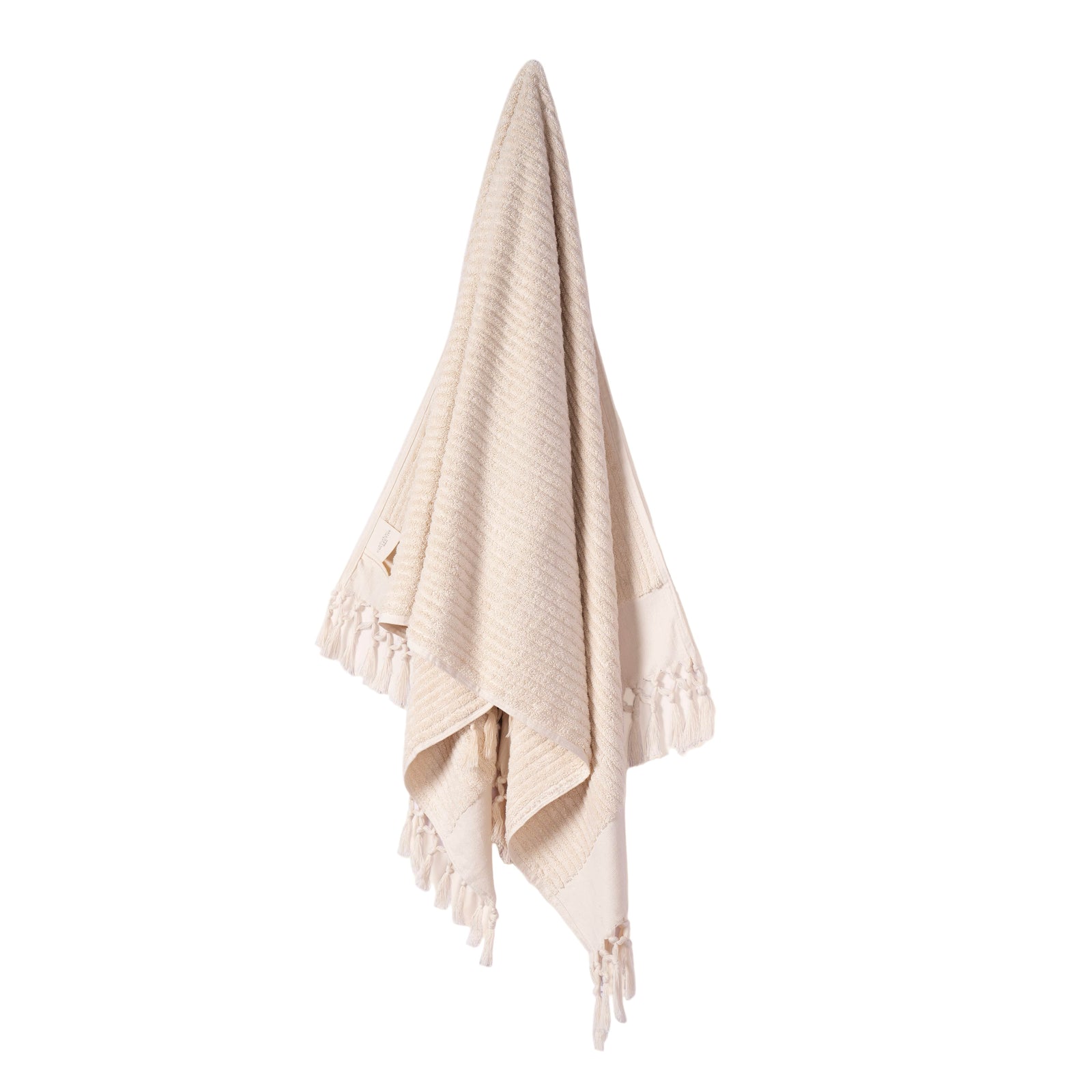 Plush & Bare Striped Pure Cotton King Bath Towel In Cream