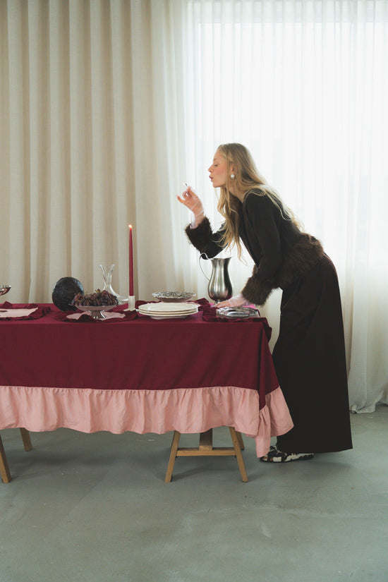 Ruffle Tablecloth, Cherry/Pink