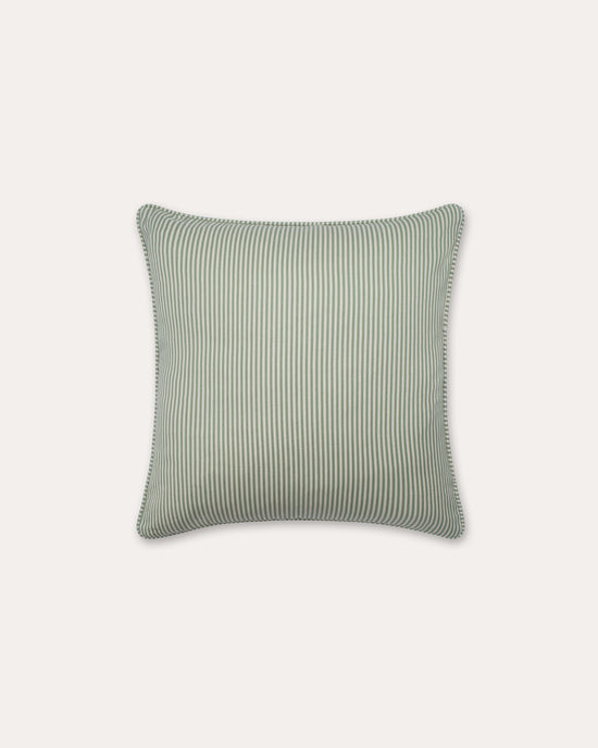 The Fine Stripe Square Cushion in Sage