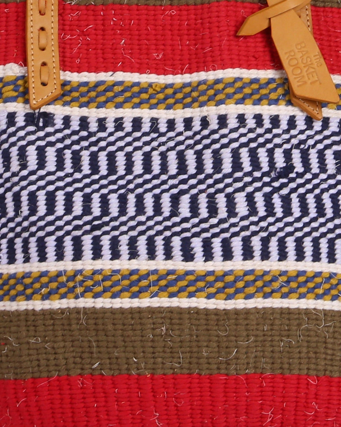 MAISHA: Handwoven Red, Brown and Navy Wool Tote Bag