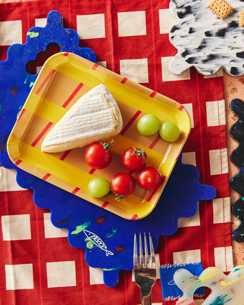 Yellow & Red Stripe Tray 19cm