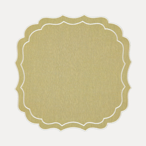 Stain-Resistant Greta Placemat, Green with Ecru