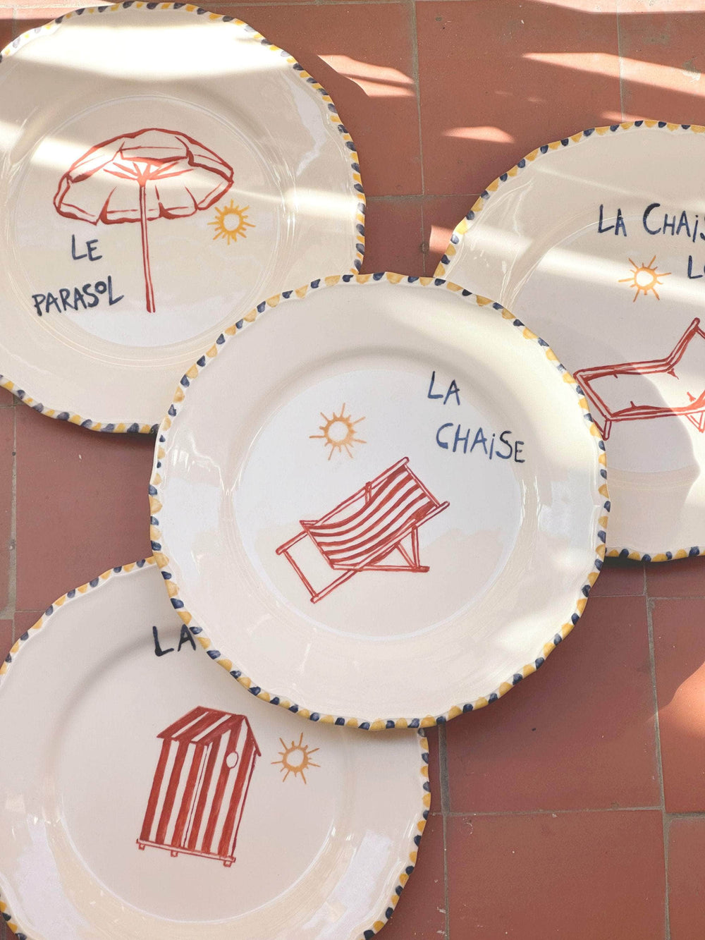 Beach Design Dining Plates - Set of 4