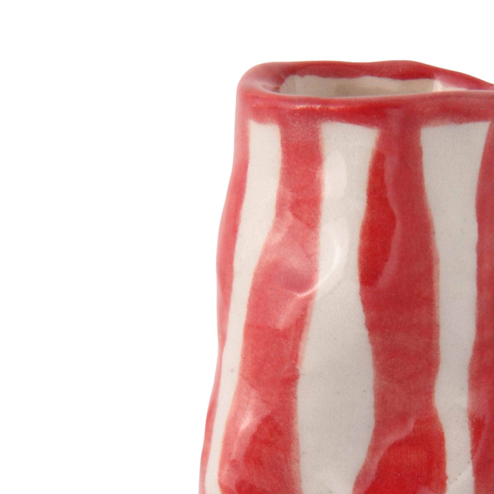 Bright Red Candy Stripe Candle Holder