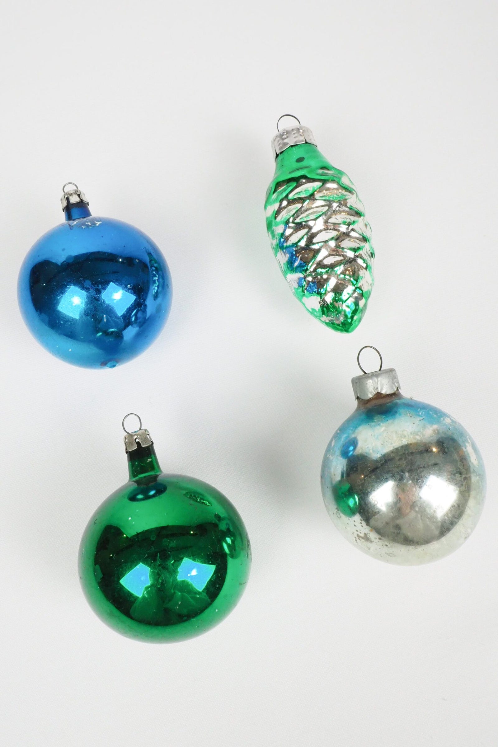 4 Antique Glass Baubles