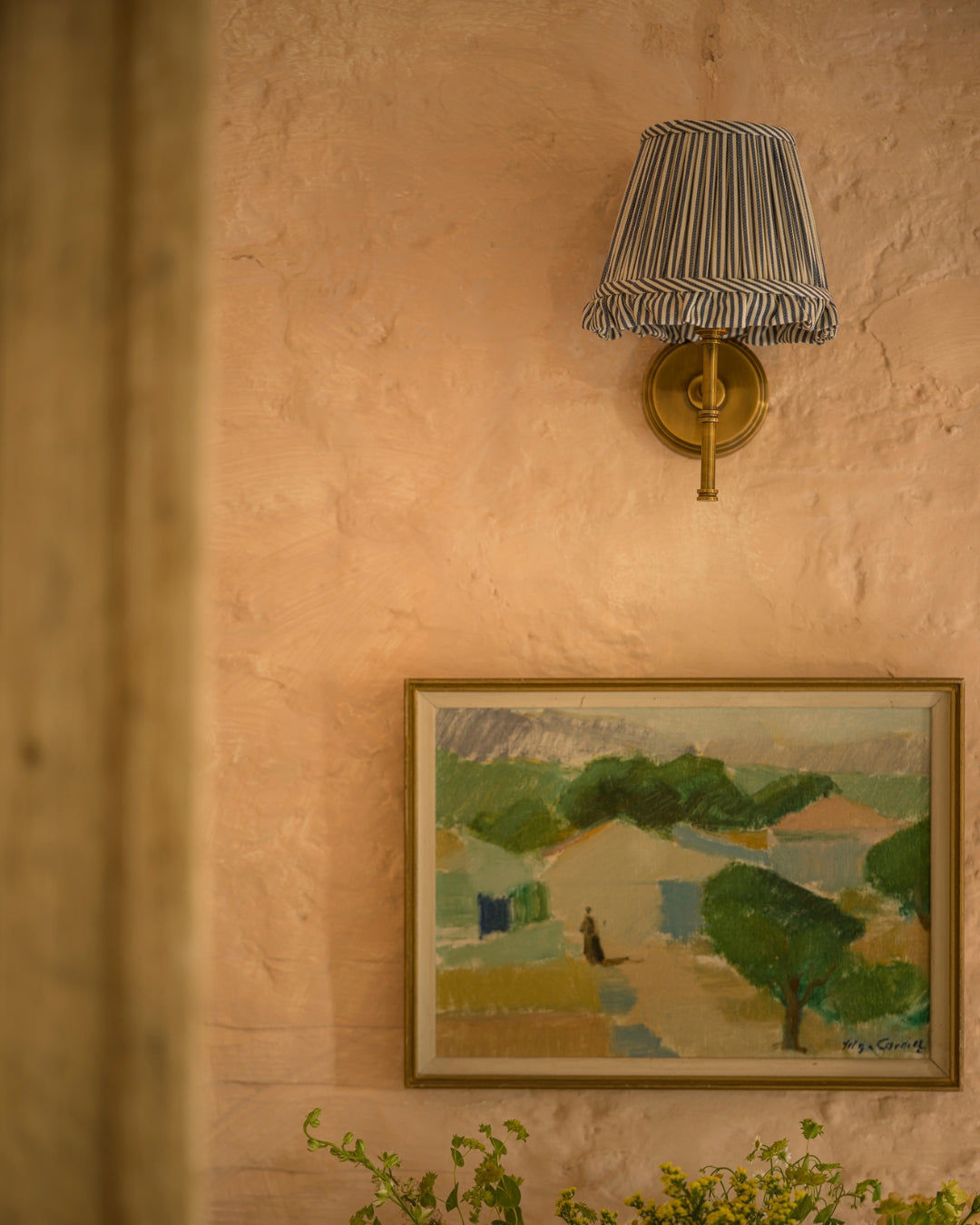 The Fine Stripe in Delphinium Wall Light Lampshade