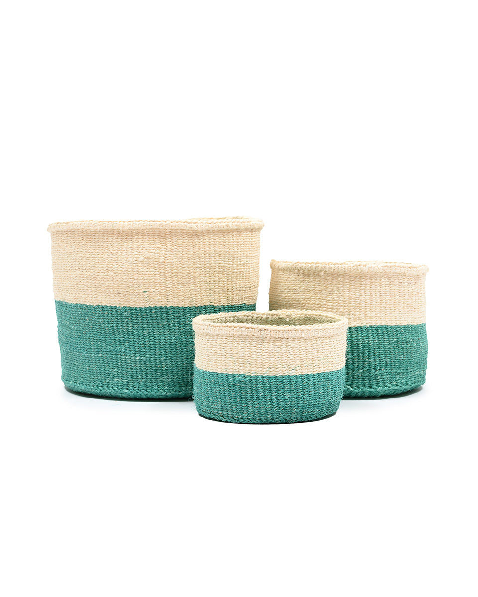 REMBO: Aqua Colour Block Woven Basket
