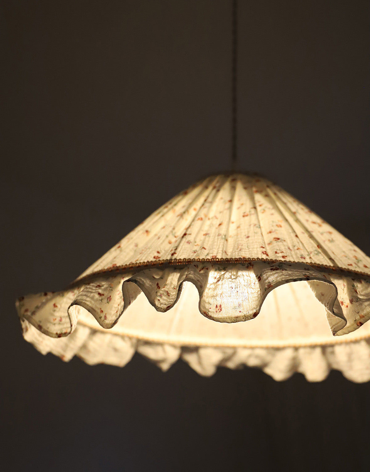 Emilia Conical Pendant Light with Ruffle in ‘Tiny Flowers’ Print