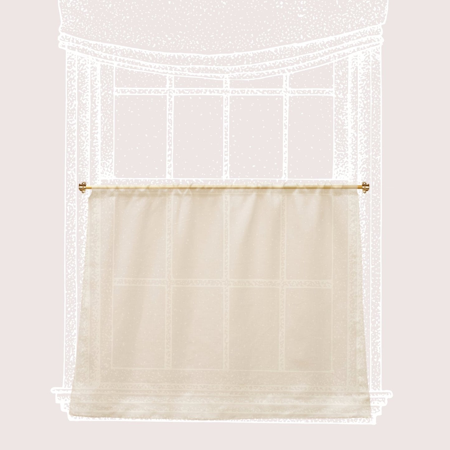 Cafe Curtain 58 - Pocket Top - Elderfield Vellum - Pole Width 60cm x Drop 55cm
