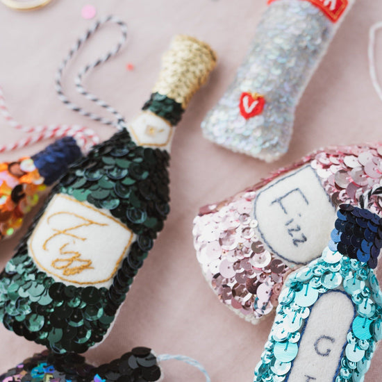 Fizz Champagne Sequin Ornament