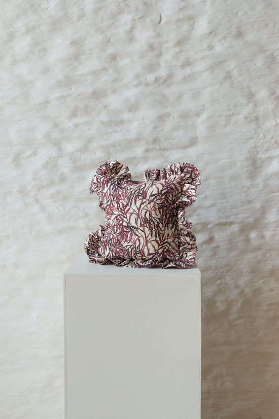 Square Elderflower Frill Cushion