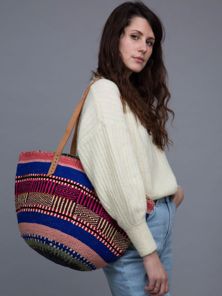 KIDOSHO: Handwoven Maroon, Orange and Black Wool Tote Bag