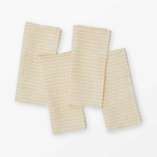 Linen Napkin Pine Stripe Yellow - Set of 4