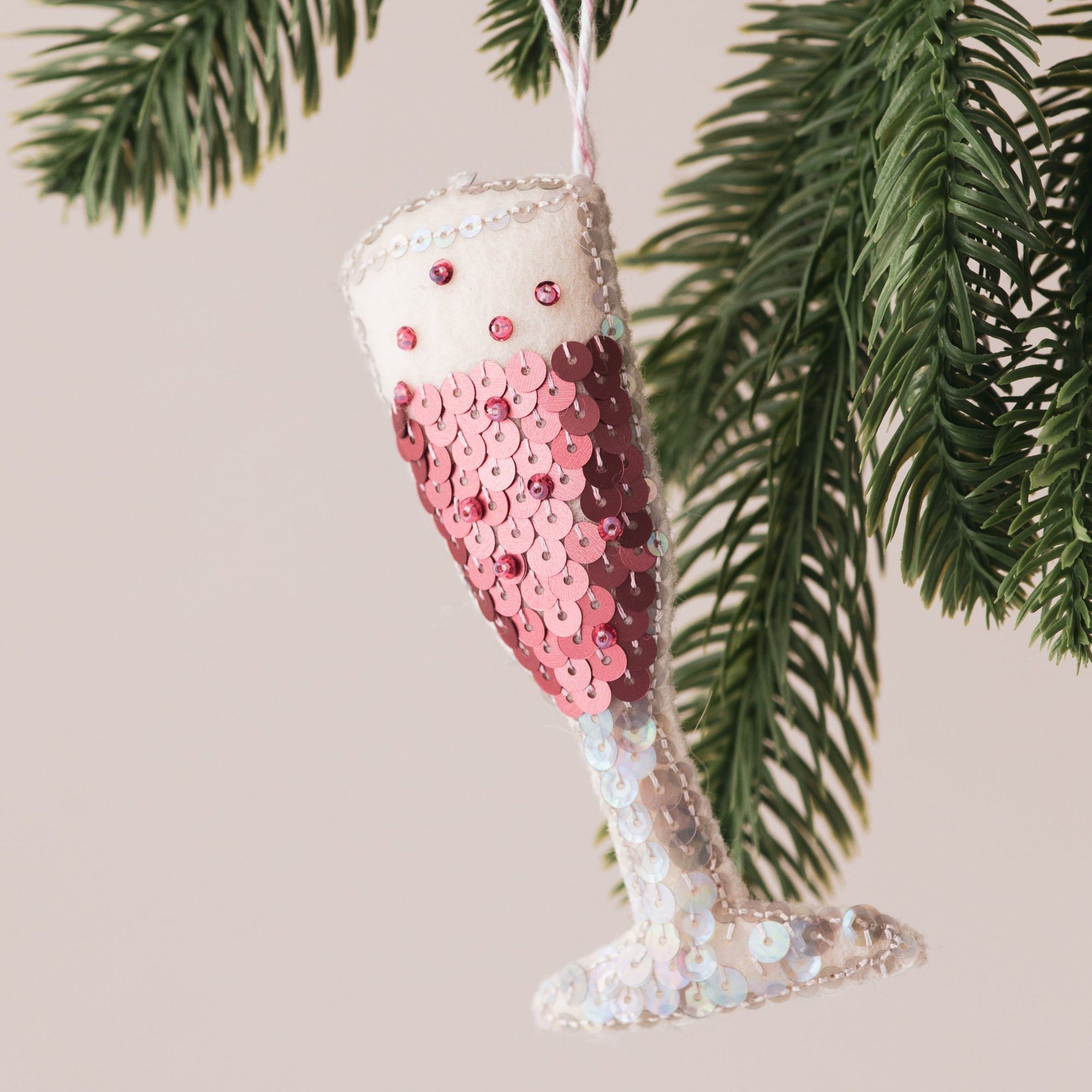 Rosé All Day Flute Sequin Ornament