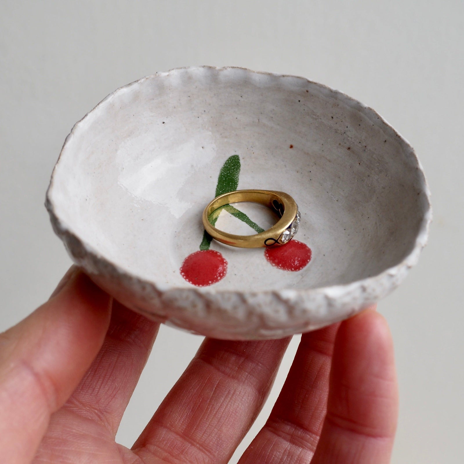 Mini Cherry Ceramic Ring or Condiment Dish