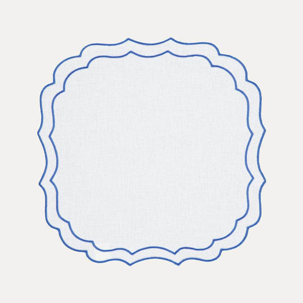 Greta Placemat, White with Blue - Anti-Stain