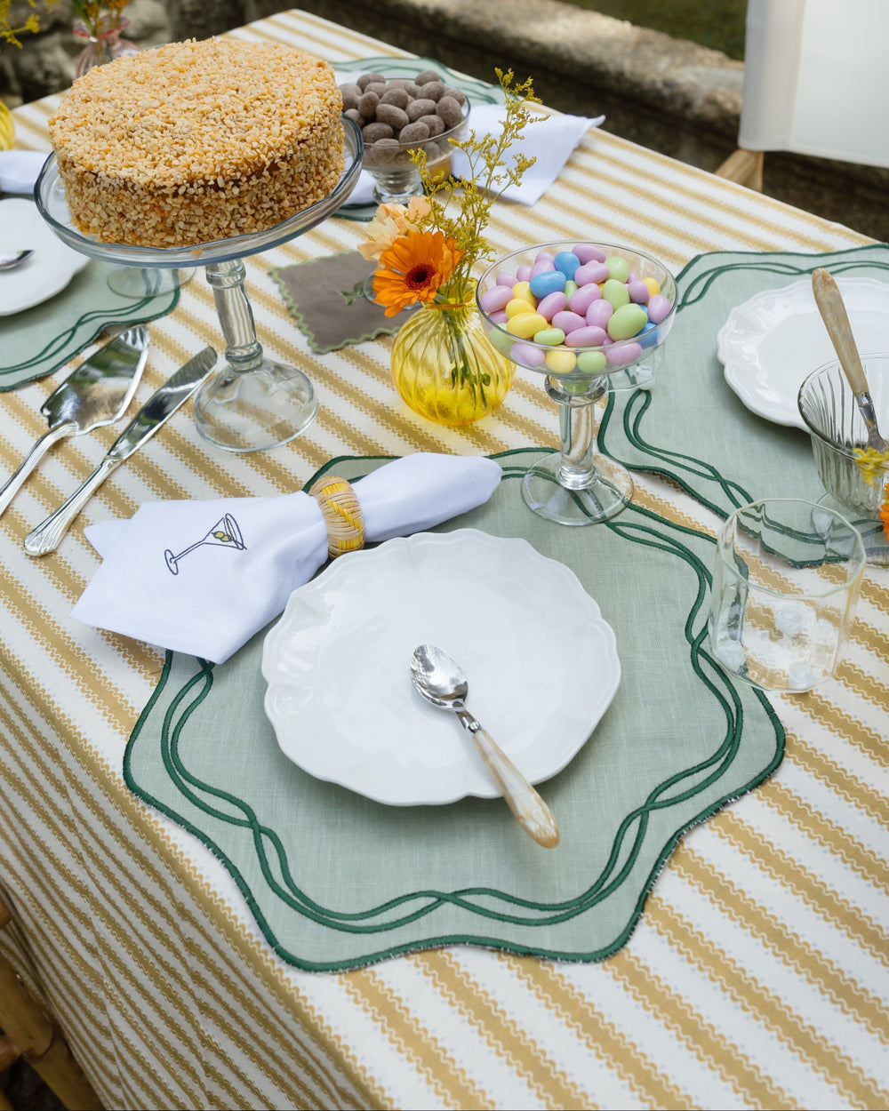 Alma Placemat, Green on Green